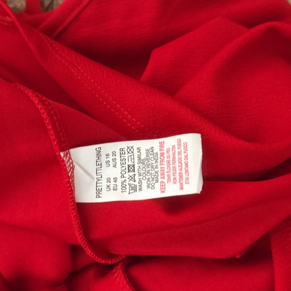Pretty Little Thing Midi Red Dress Plus Sz 16 NWT Sexy Cocktail Christmas - Picture 5 of 8